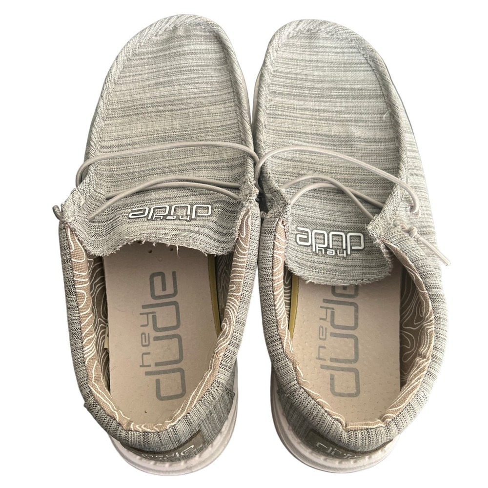 Hey Dude Wally Youth Unisex Kids Size US Y5-L6 Stone Linen Slip On Sneaker Shoes
